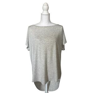 Express One Eleven Scoop Neck Light Gray Off Shoulder Top